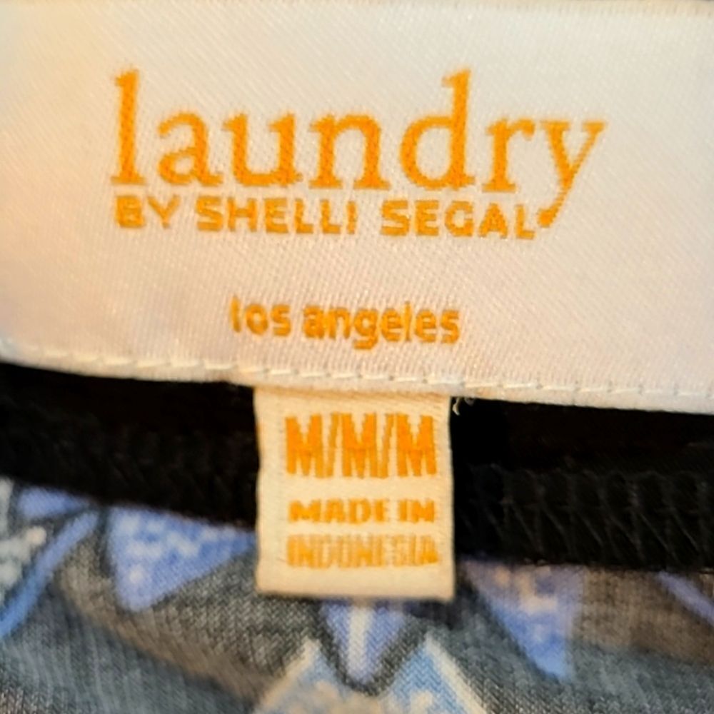 Laundry by Shelli Segal Blue & Yellow Floral Dress with Black Trim, Size Medium - Picture 8 of 9